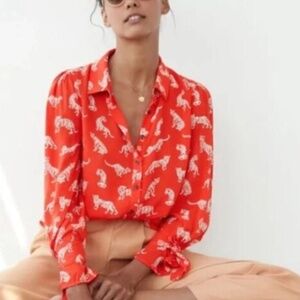 ANTHROPOLOGIE  x Margaret Jeane Tiger print blouse